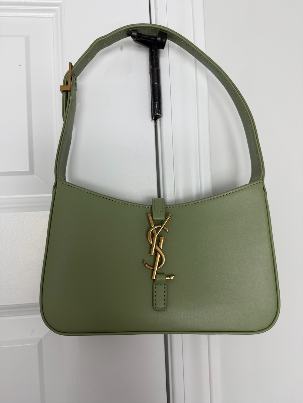 Green Shoulder Bag with YSL Logo